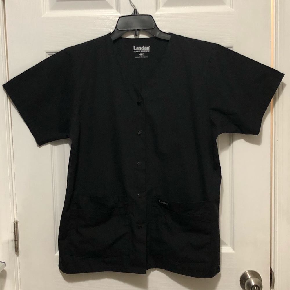 Landau Snap Front Scrub Top, Size Medium